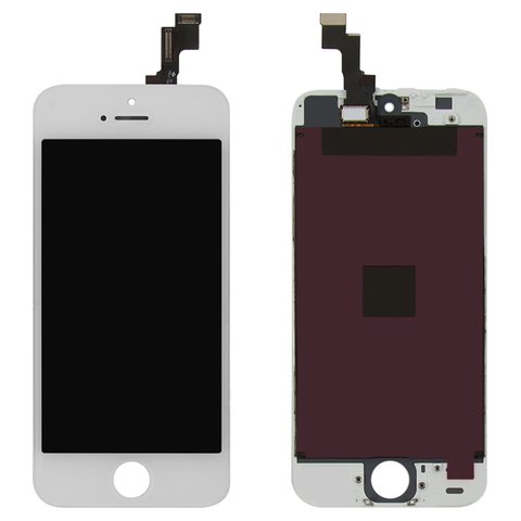 Дисплей для Apple iPhone 5S, iPhone SE, белый, с рамкой, Оригинал (переклеено стекло) Превью 1
