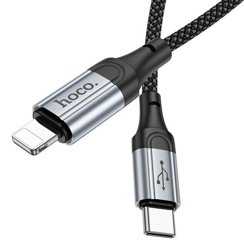 USB кабель Hoco X102, USB тип-C, Lightning, 100 см, 27 Вт, черный, в нейлоновой оплетке, #6942007608749 Превью 3