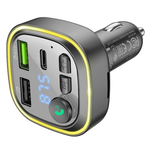 FM-трансмітер Borofone BC48, чорний, з дисплеєм, USB тип-C, USB тип-A, 3 порта, 18 Вт, Quick Charge, USB/ TF card/ bluetooth, #6941991104039 Прев'ю 2
