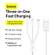 Cable USB Baseus Superior, USB tipo-A, USB tipo C, micro USB tipo-B, Lightning, 150 cm, 3.5 A, blanco, de silicona, 3 en 1, #CAMLTYS-02 Vista previa  2