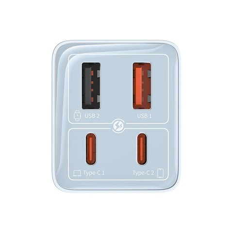 Сетевое зарядное устройство Baseus GaN6 Pro, 65 Вт, Power Delivery (PD), Fast Charge, голубой, 4 порта, #P10162701313-00 Превью 1