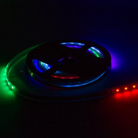Светодиодная лента RGB SMD5050, WS2811 (белая, c  управлением, IP67, 12 В, 30 диодов/м, 5 м) Превью 1